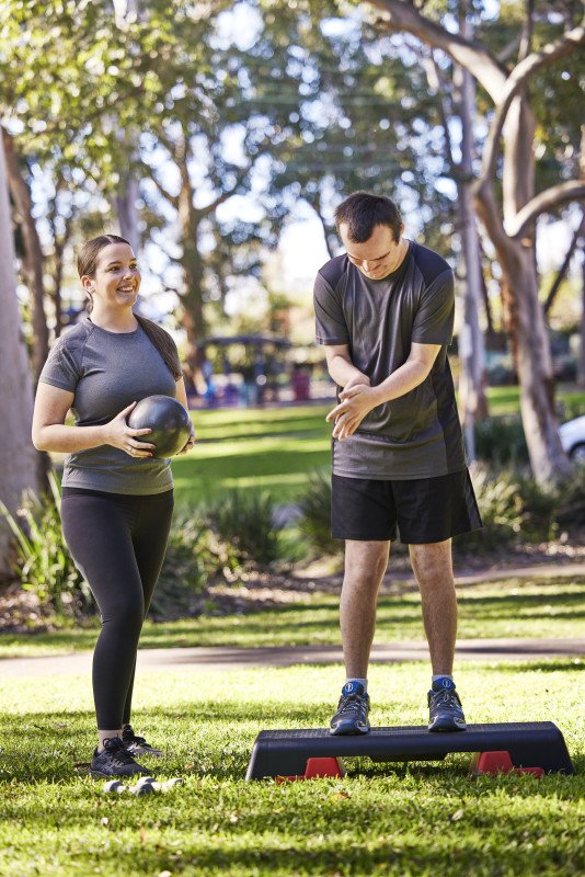 Amanda and Brother exercising outside  CarerGateway 324