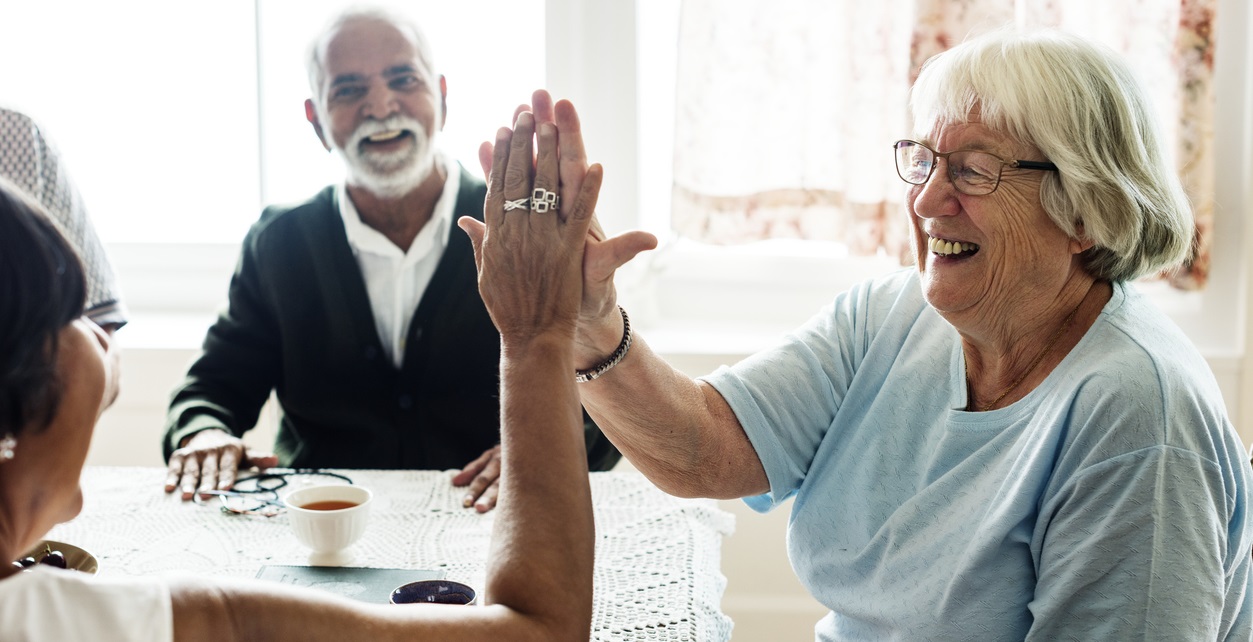 Older people smiling group